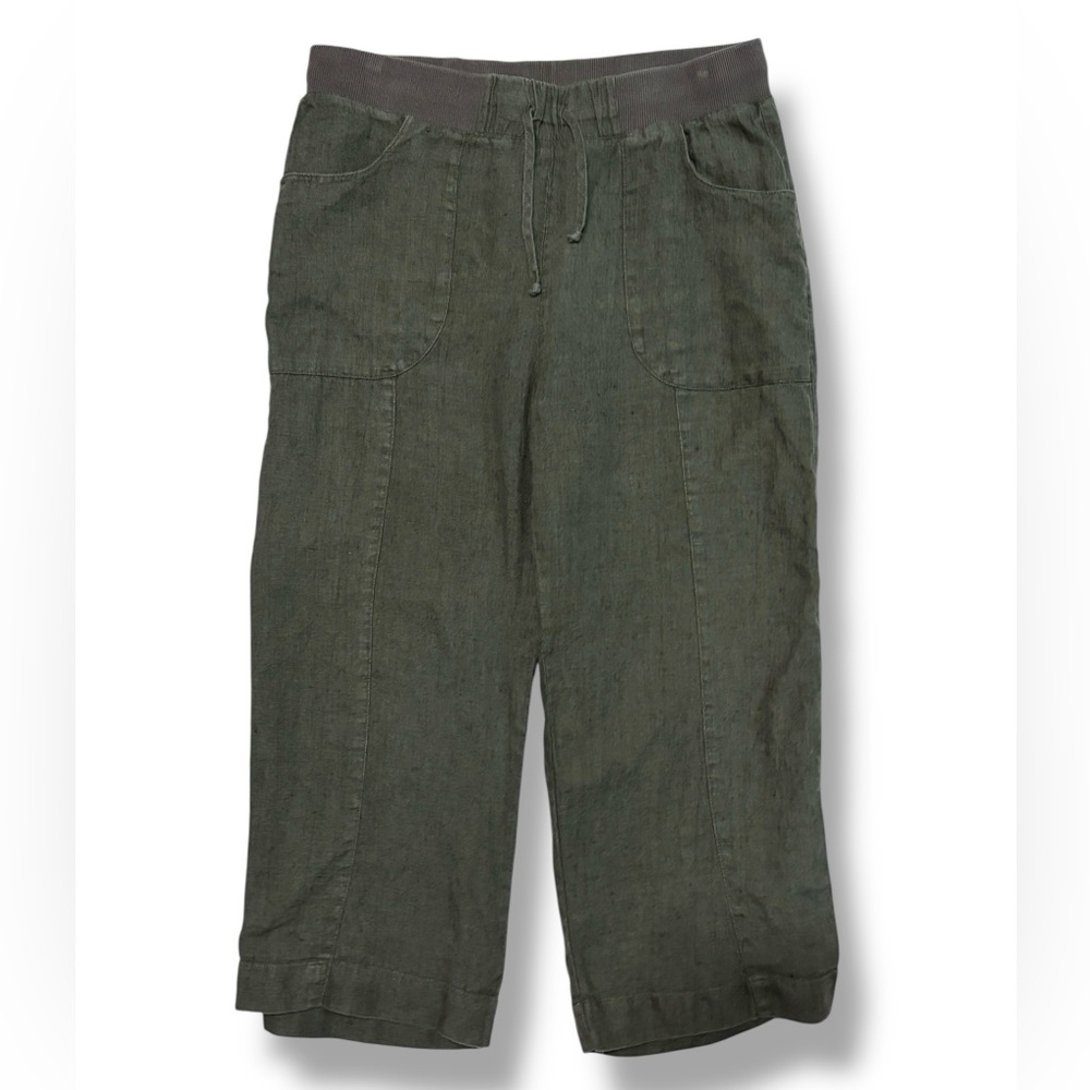 CHICO’S Green Linen Cropped Pants